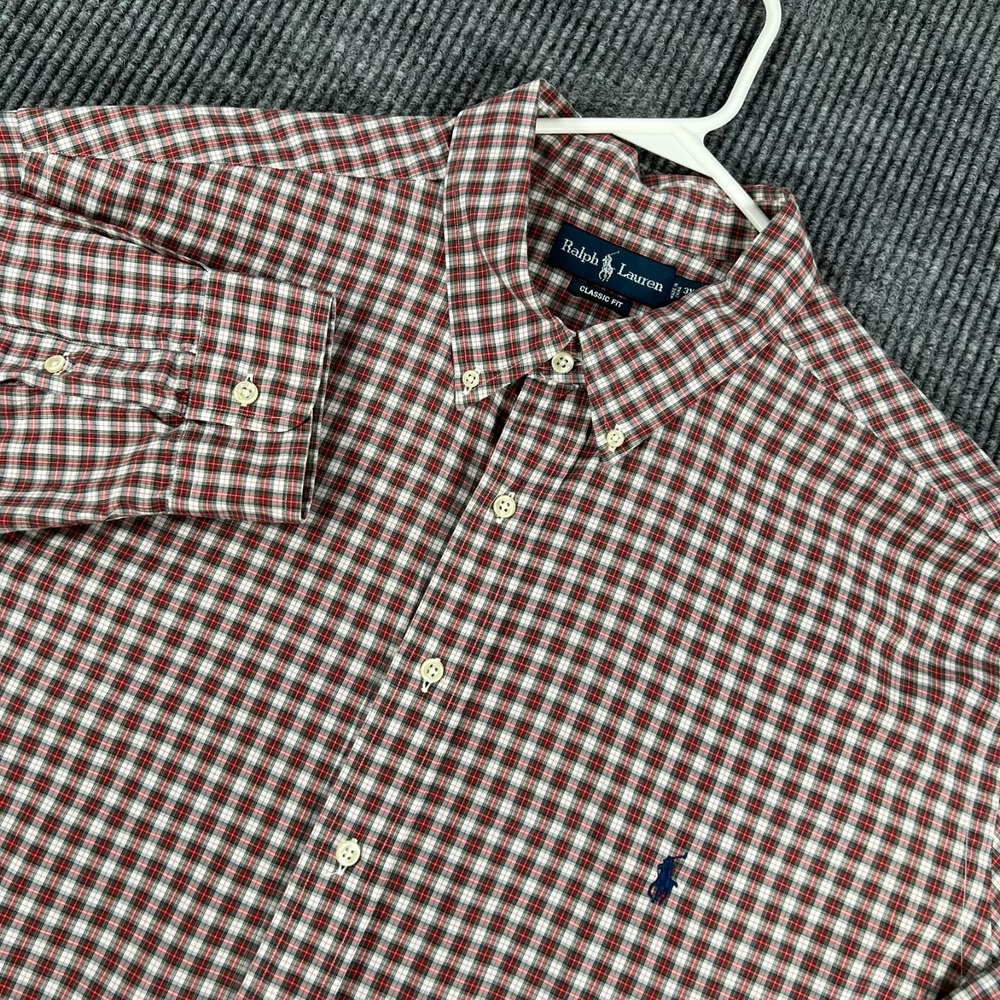 Ralph Lauren Shirt Mens 3XB Big Red Plaid Long Sleeve Button Down Classic Fit